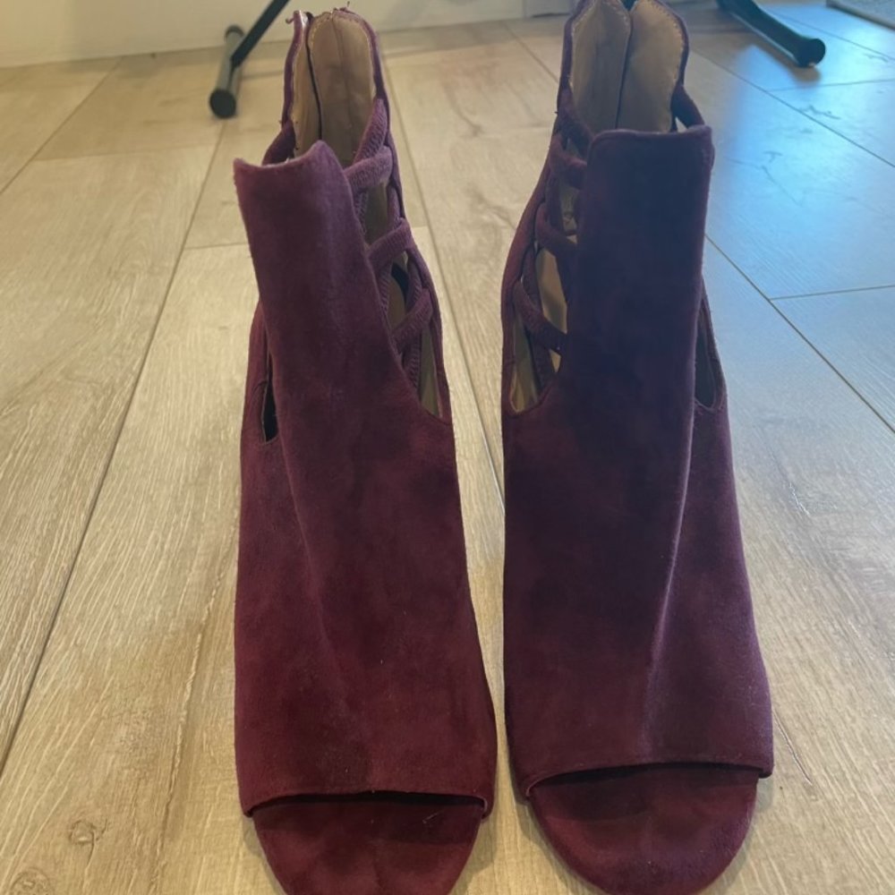 Suede open toe bootie